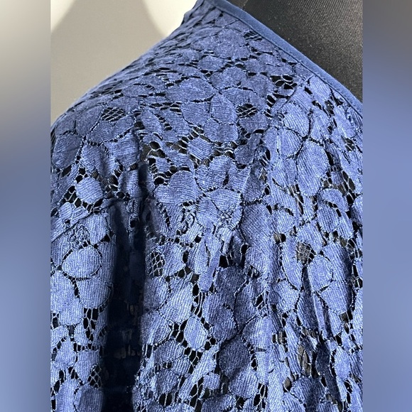 CATHERINES BLACK LABEL Women’s Navy Blue Lace Detail Open Front Cardigan Size 1X - Picture 5 of 6